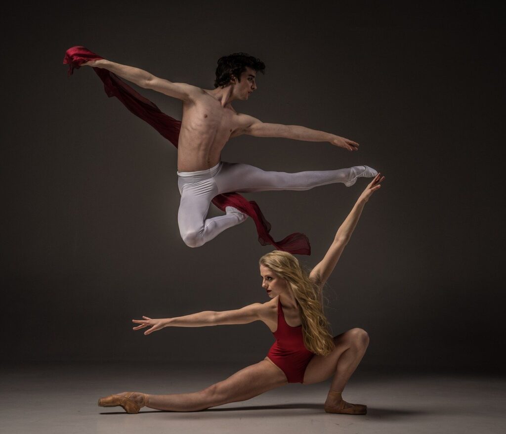 two ballet dancers performing